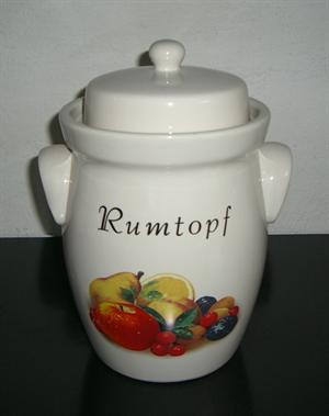 Romtopfkrukke med frugtmotiv og opskrifter, rumindhold 3,5 liter